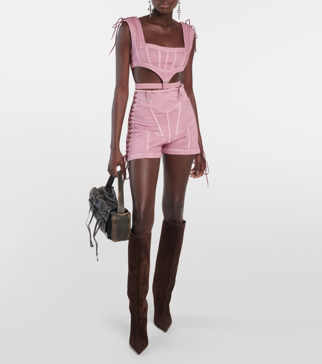 x KNWLS – Top corset en jean | Jean Paul Gaultier