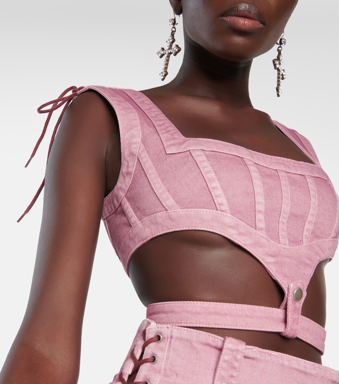 x KNWLS – Top corset en jean | Jean Paul Gaultier