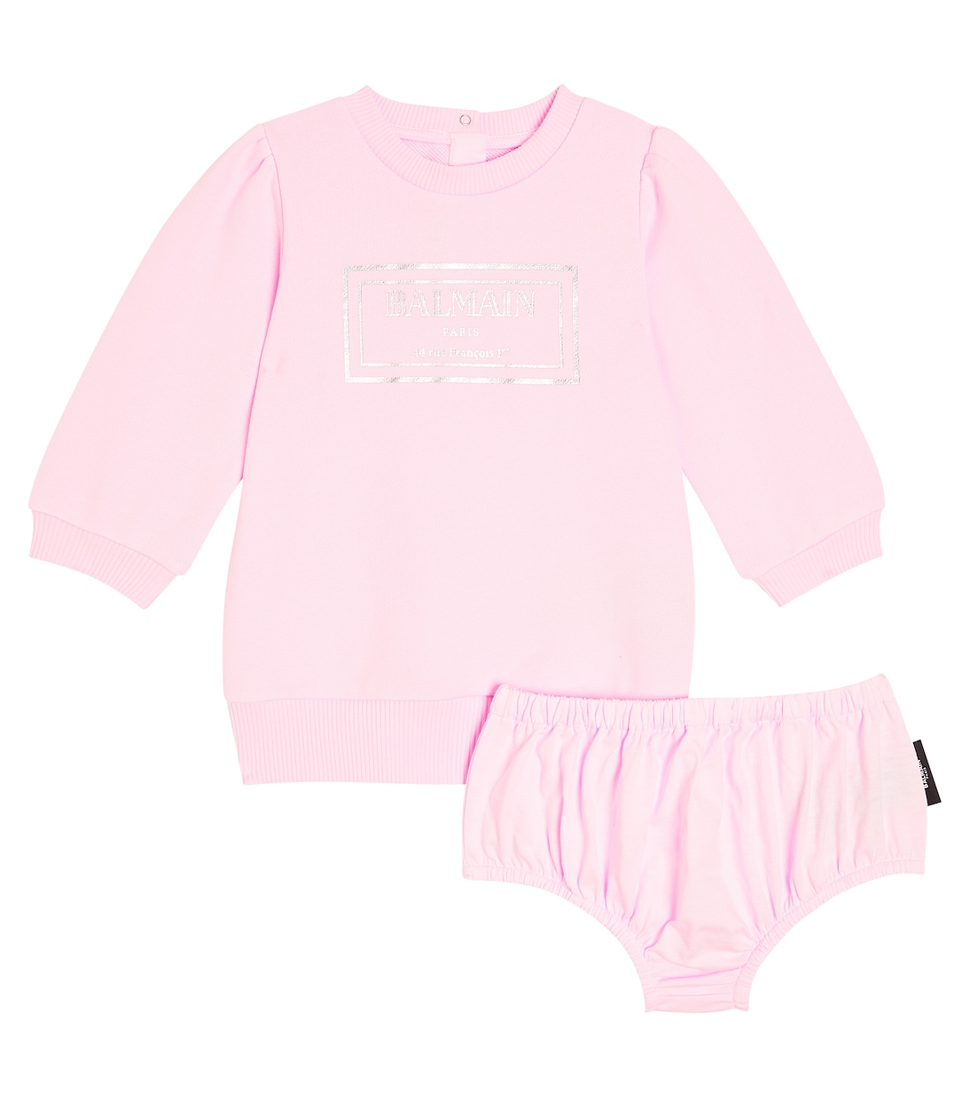 Baby logo cotton dress and bloomers set | Balmain Kids