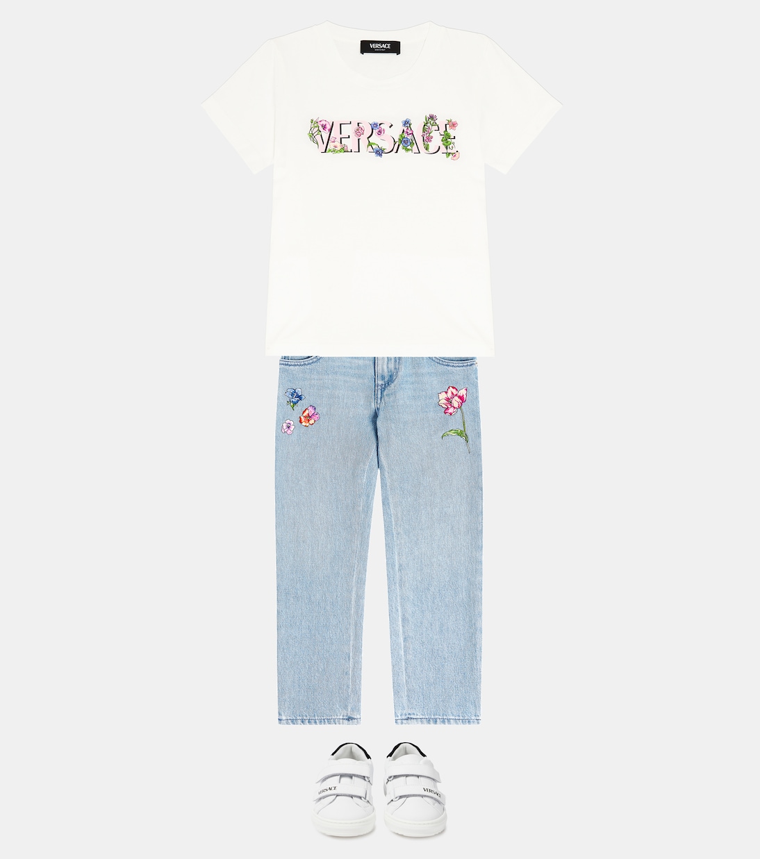 Blossom 엠브로이더리 테이퍼드 진 | Versace Kids