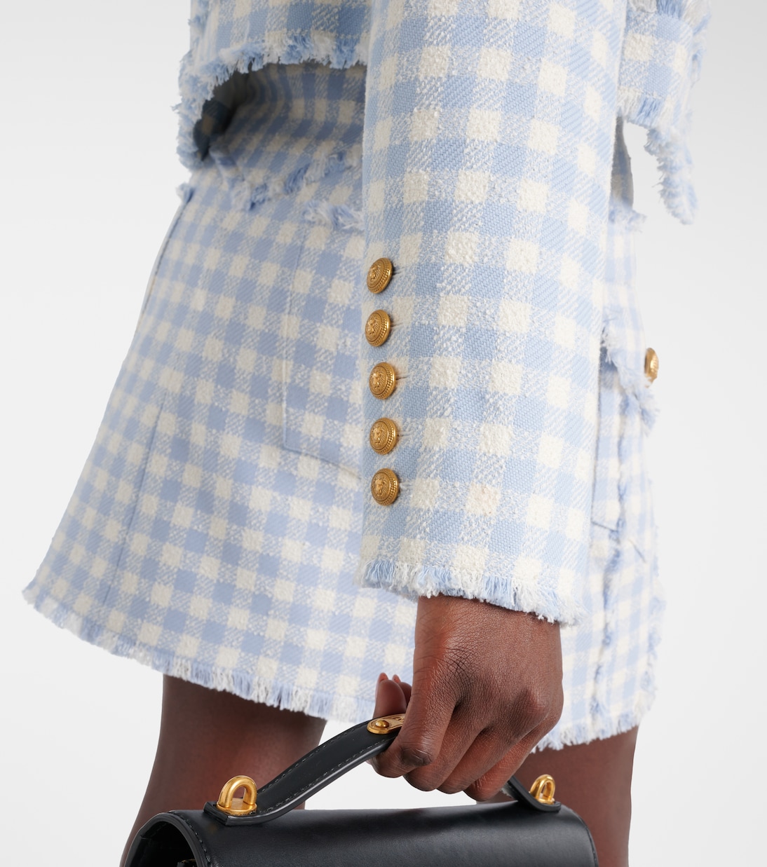 Chaqueta de tweed de algodón a cuadros | Balmain