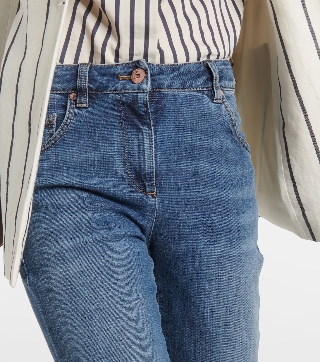 Jeans skinny cropped de tiro alto | Brunello Cucinelli