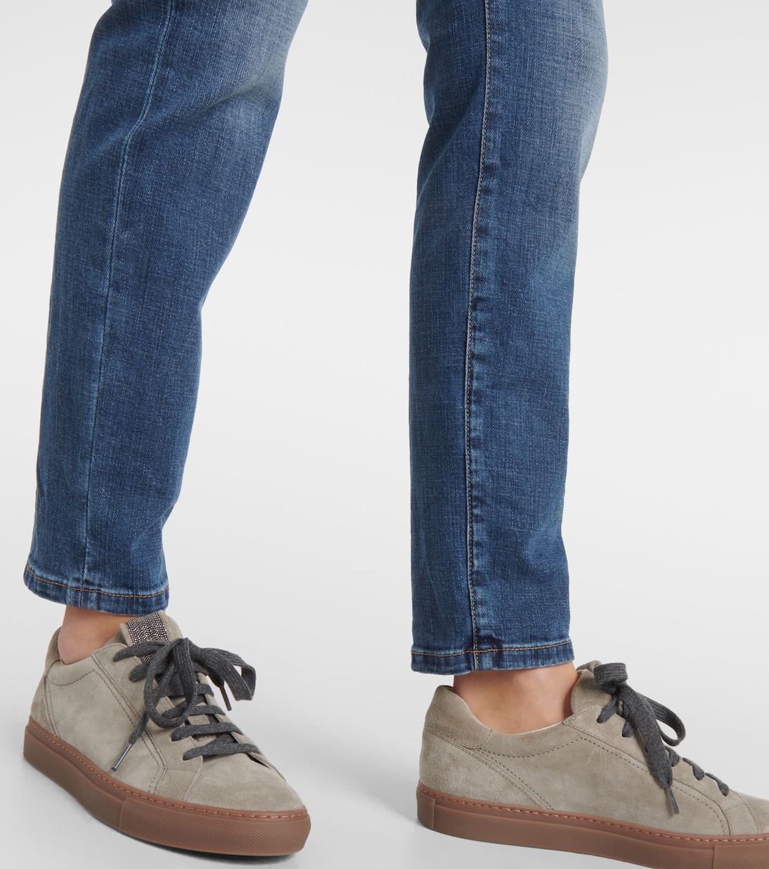 Jeans skinny cropped de tiro alto | Brunello Cucinelli