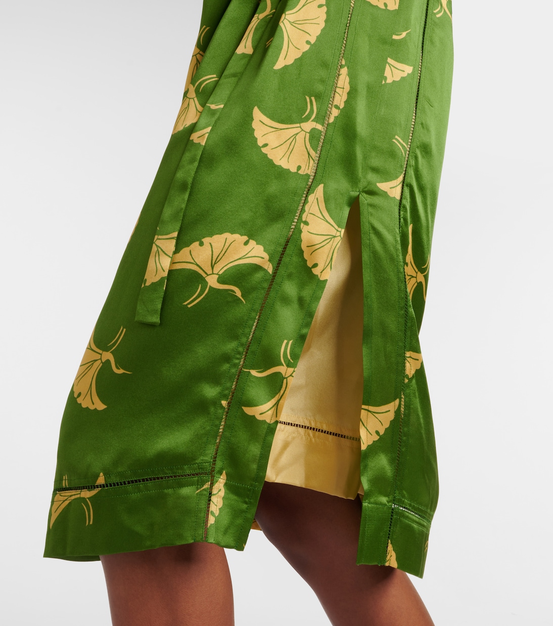 Abito midi in raso di seta con stampa | Dries Van Noten