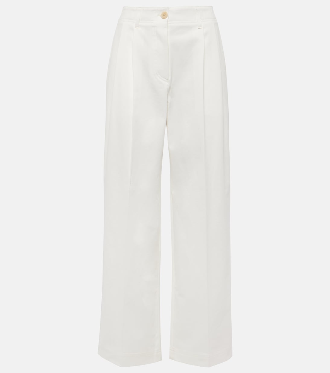 Pantalones anchos de sarga de algodón de tiro alto | Toteme