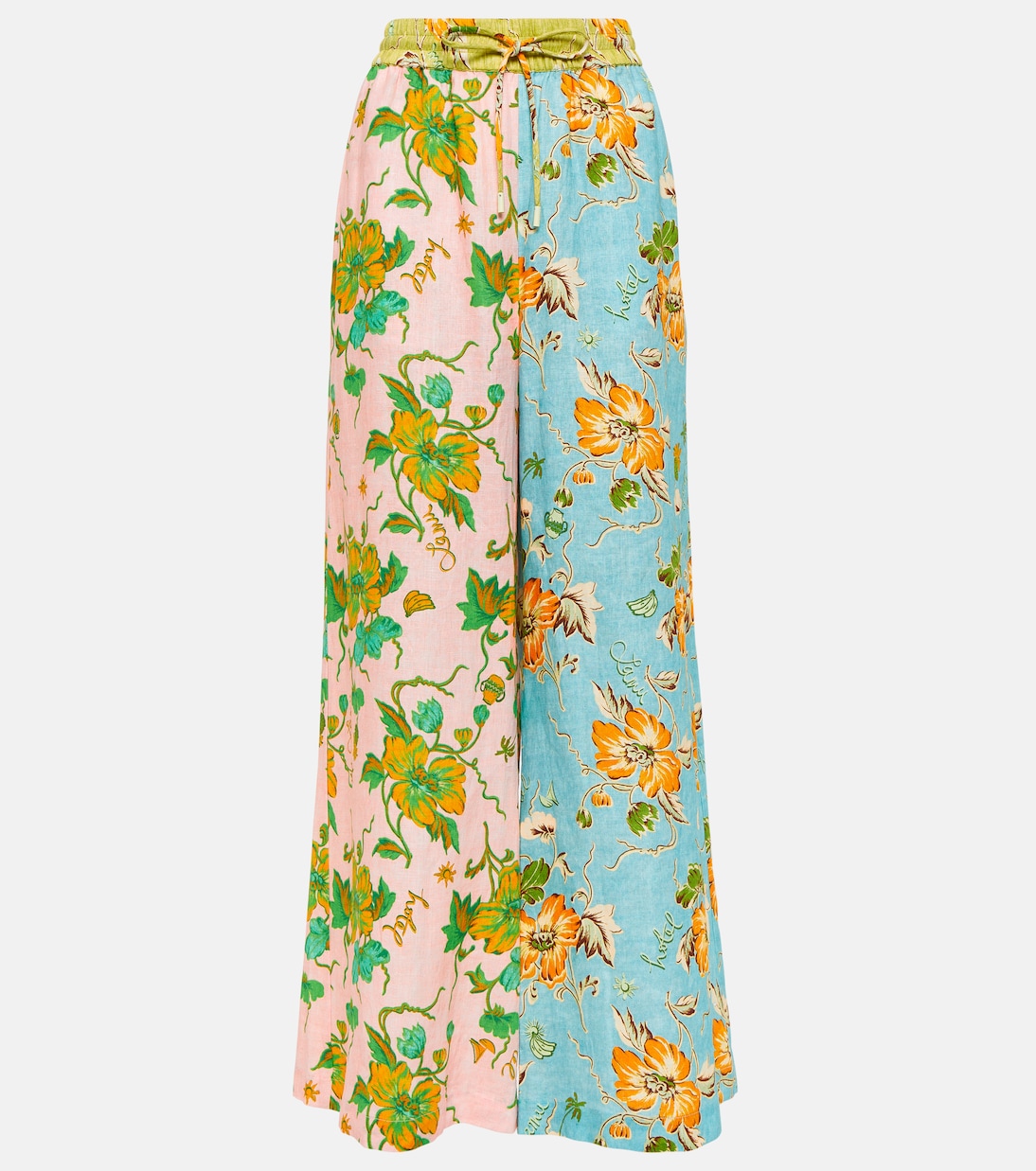 Pantalones anchos de lino floral | Alémais