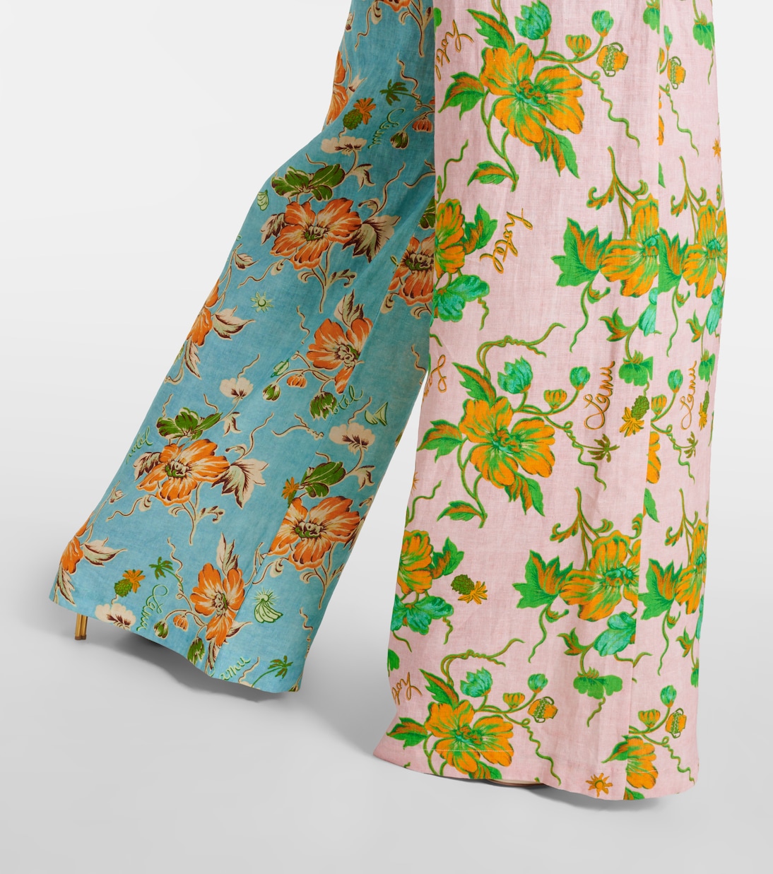 Pantalones anchos de lino floral | Alémais