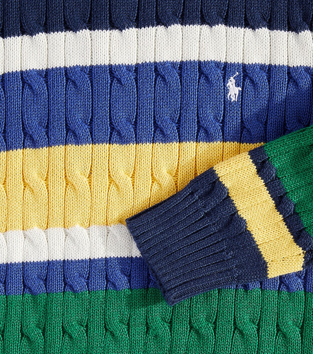 Striped cable-knit cotton sweater | Polo Ralph Lauren Kids