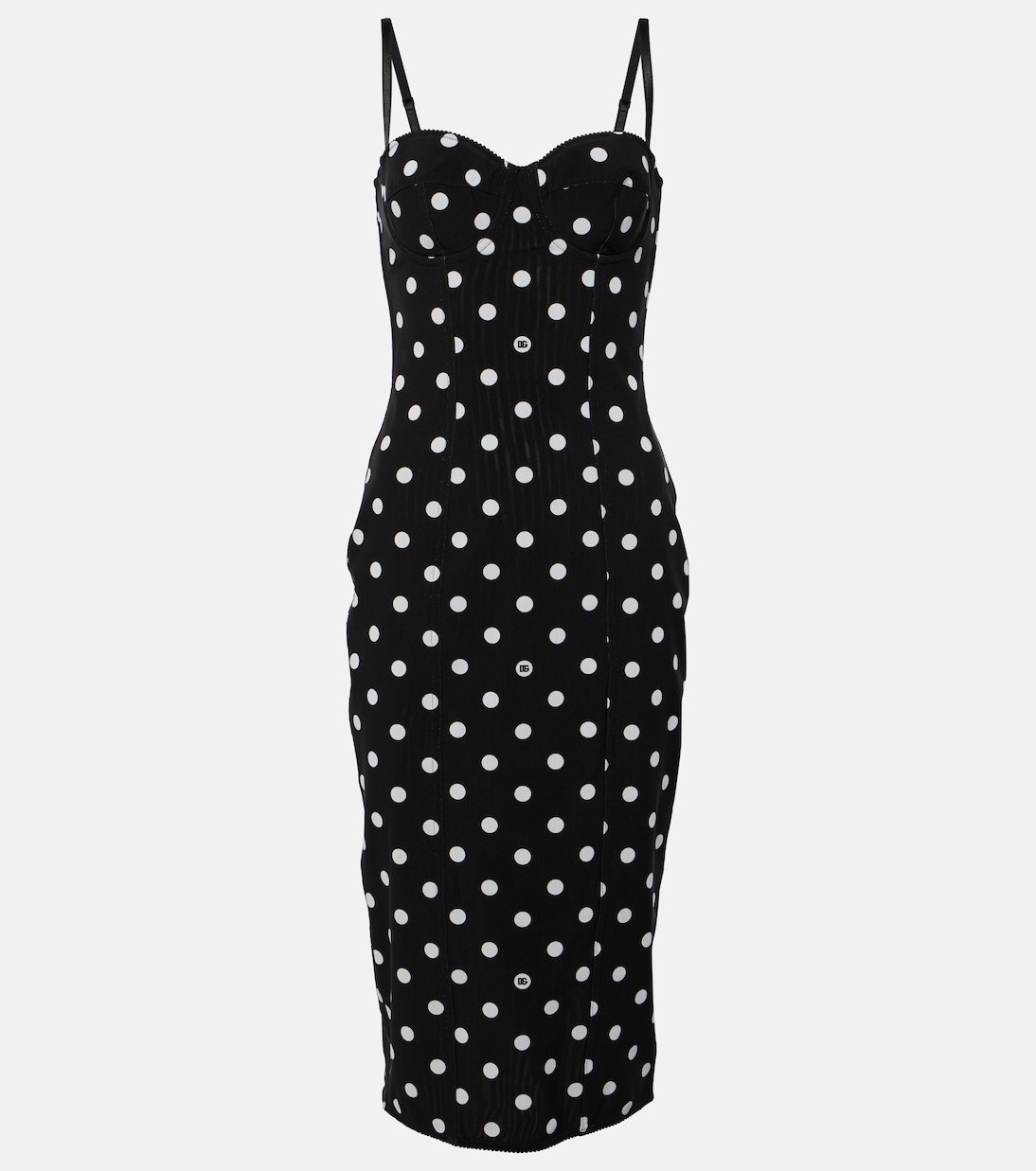 Robe midi a pois en noir Dolce Gabbana Mytheresa