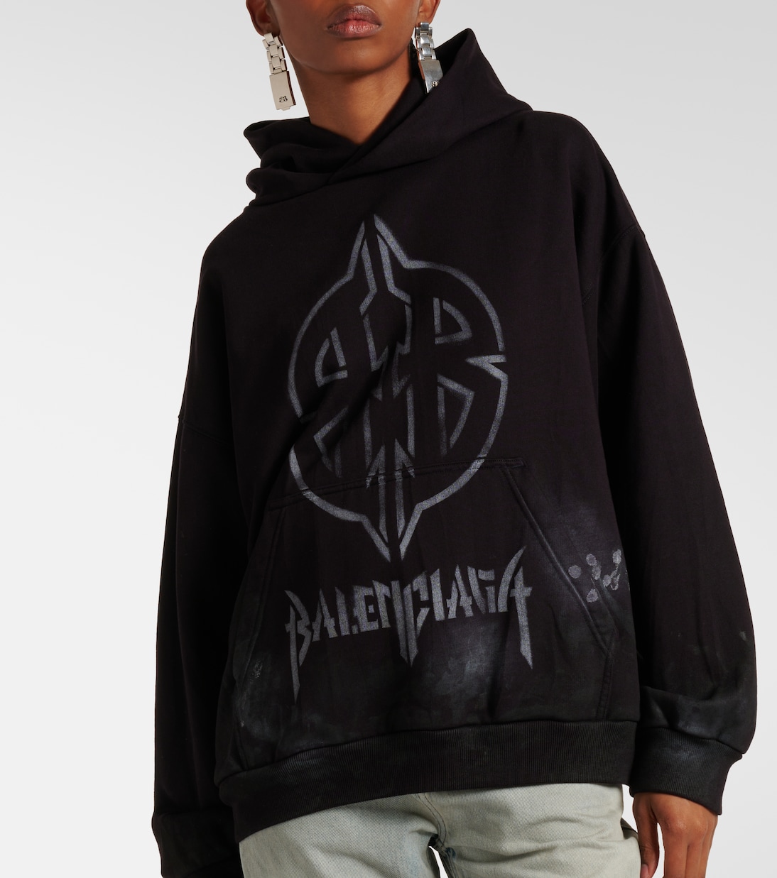 Felpa Metal BB in cotone con cappuccio | Balenciaga