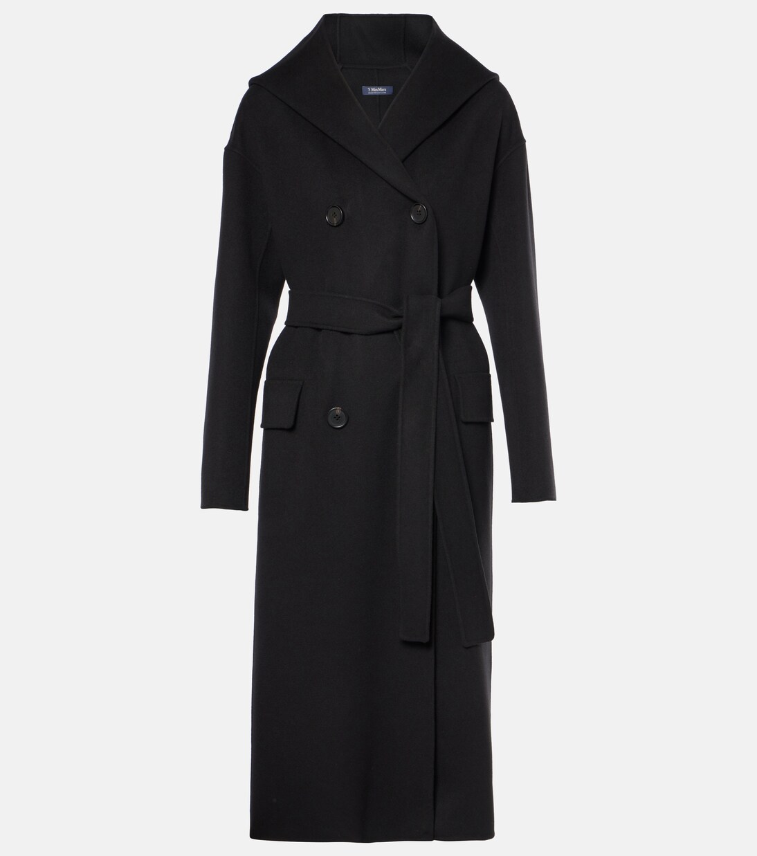 Favola wool wrap coat in black S Max Mara Mytheresa