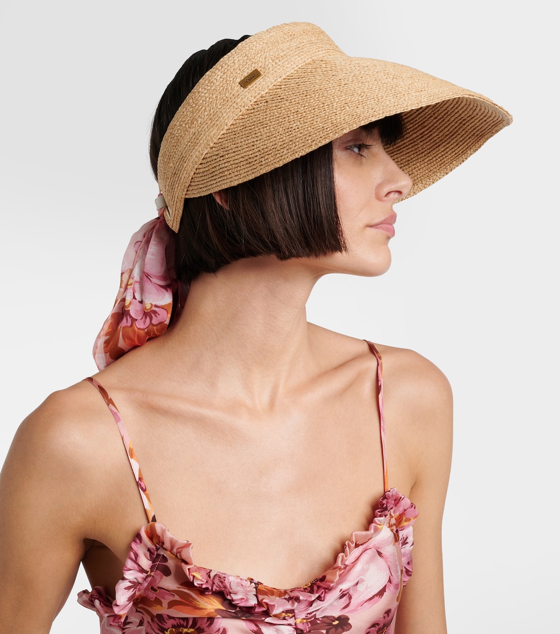 Visor aus Seide und Raffiabast | Chloé
