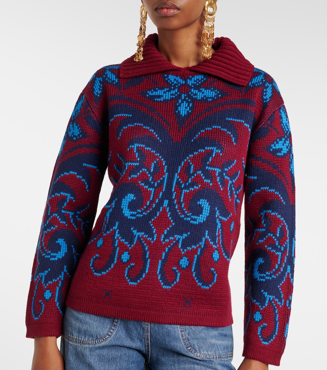Paisley wool jacquard polo sweater | Etro