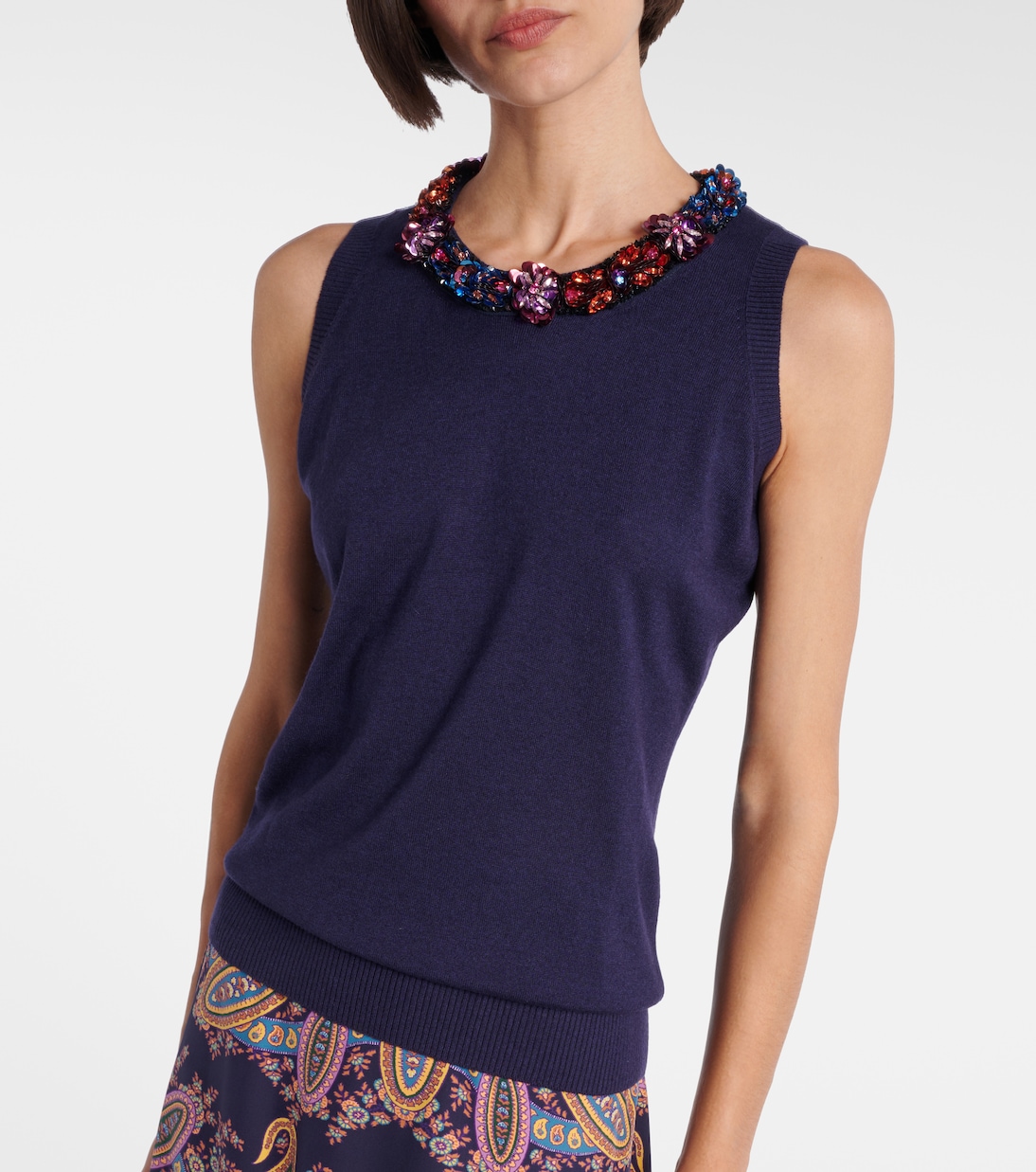 Embellished silk and cashmere top | Etro