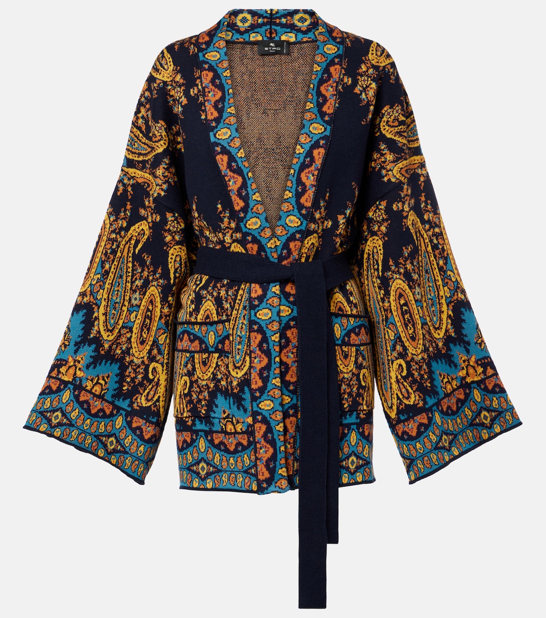 Jacquard cotton-blend wrap cardigan | Etro