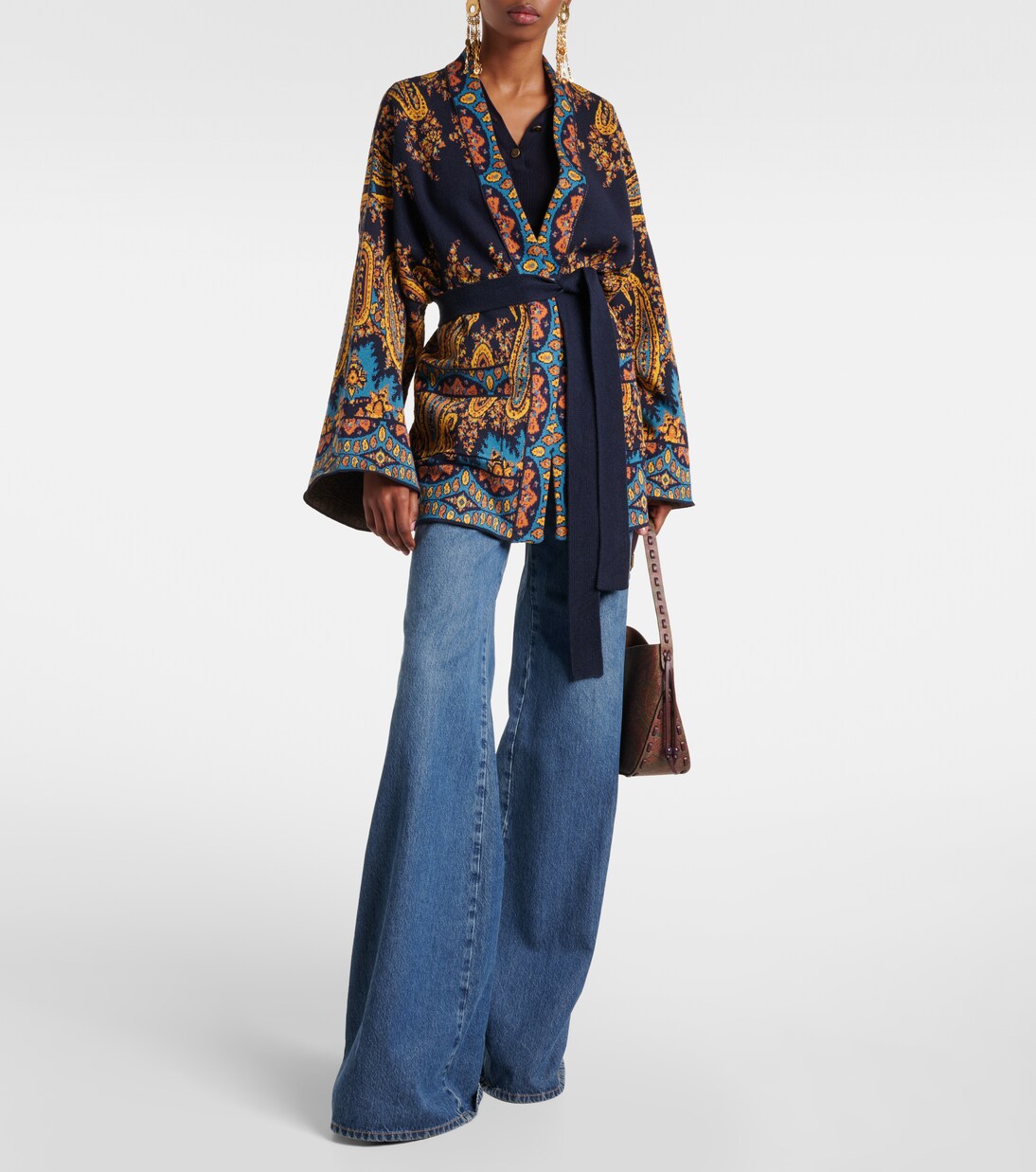 Jacquard cotton-blend wrap cardigan | Etro