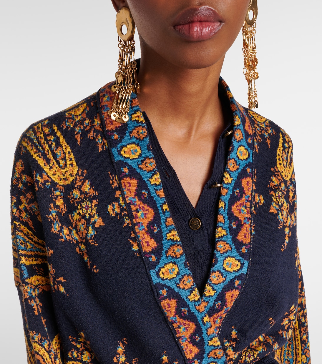 Jacquard cotton-blend wrap cardigan | Etro