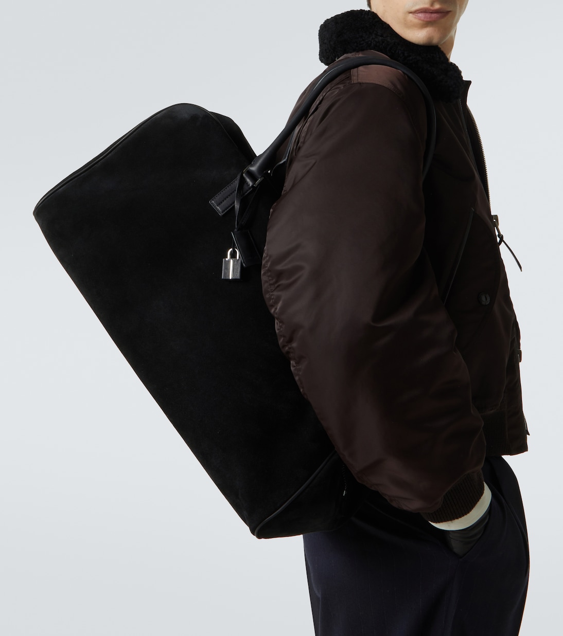 Bolso de viaje de ante con piel | Tom Ford