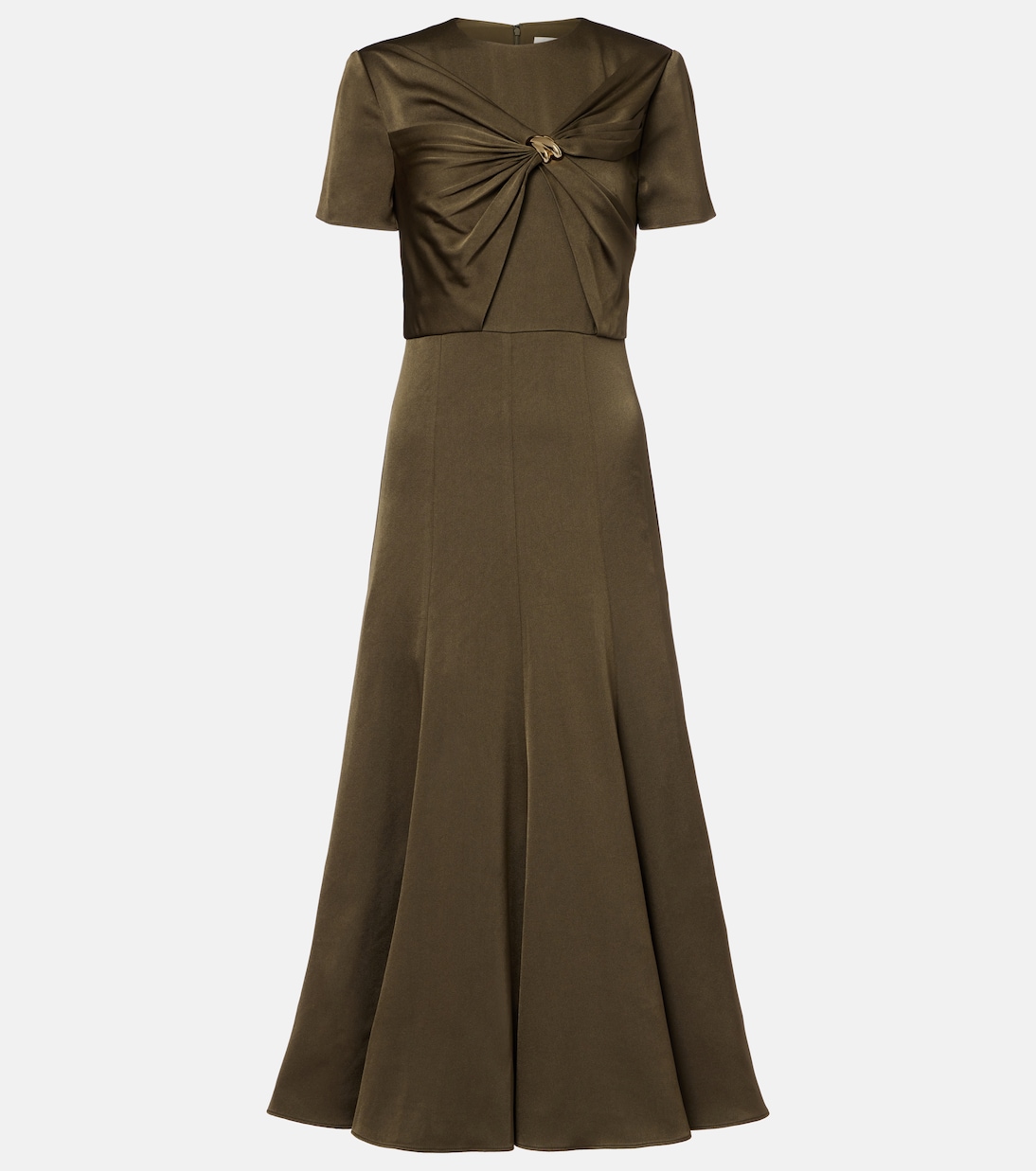 Gathered crêpe satin midi dress | Roland Mouret
