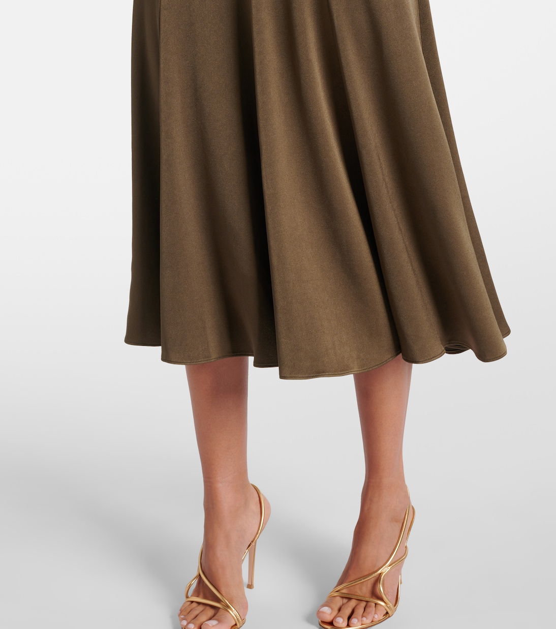 Gathered crêpe satin midi dress | Roland Mouret