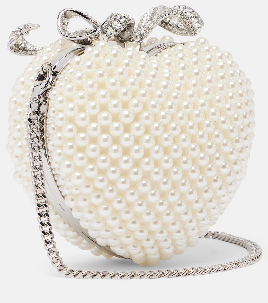 Heart Mini faux pearls-embellished clutch | Self-Portrait
