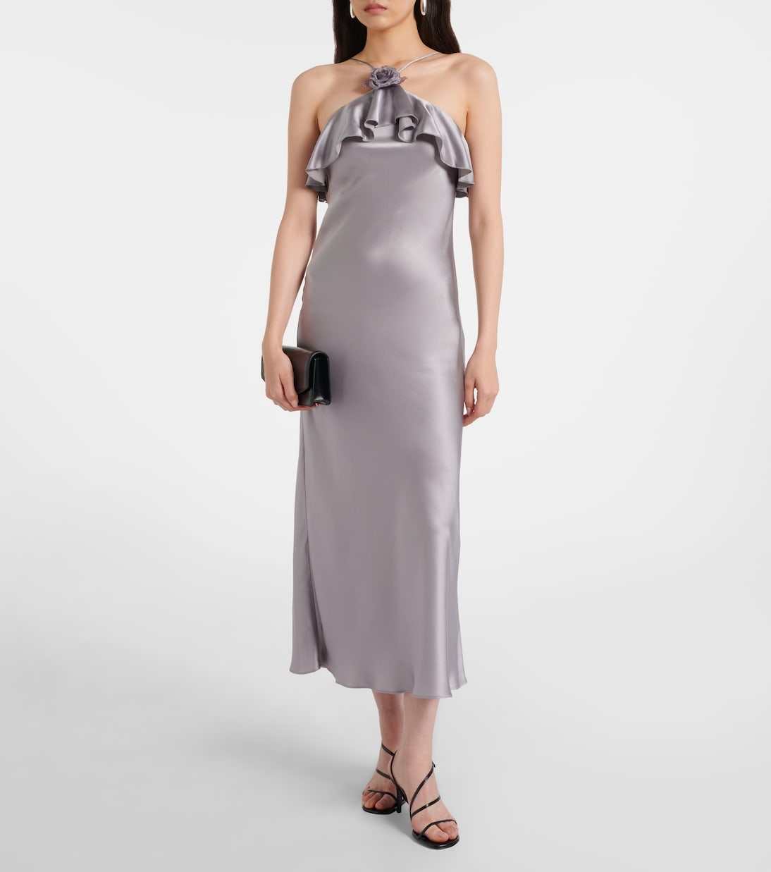 Floral-appliqué silk charmeuse slip dress | Rodarte