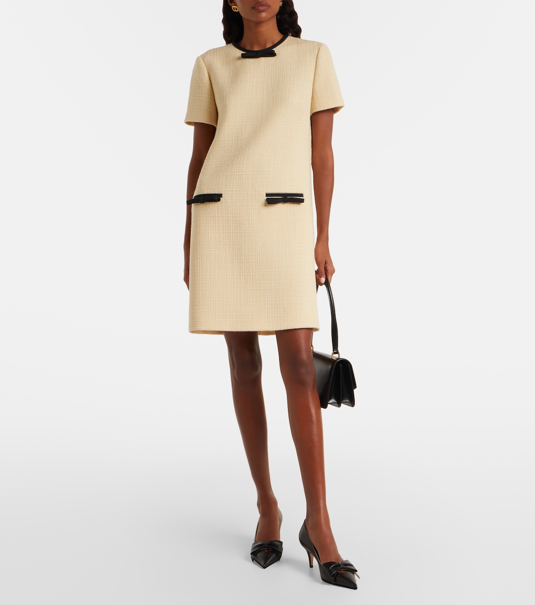 Bow-detail wool-blend tweed minidress | Valentino