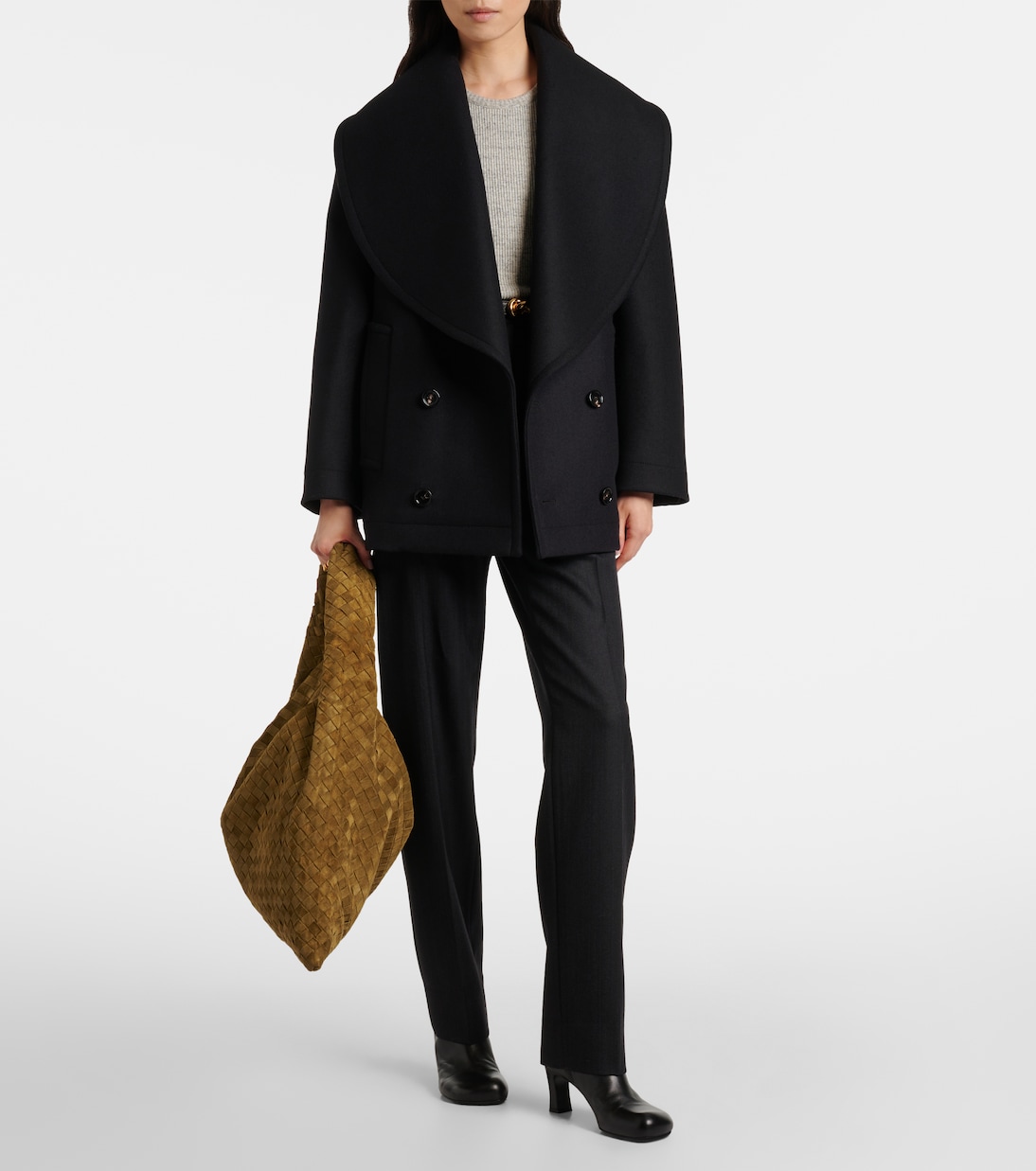 Hop Intrecciato Large suede tote bag | Bottega Veneta