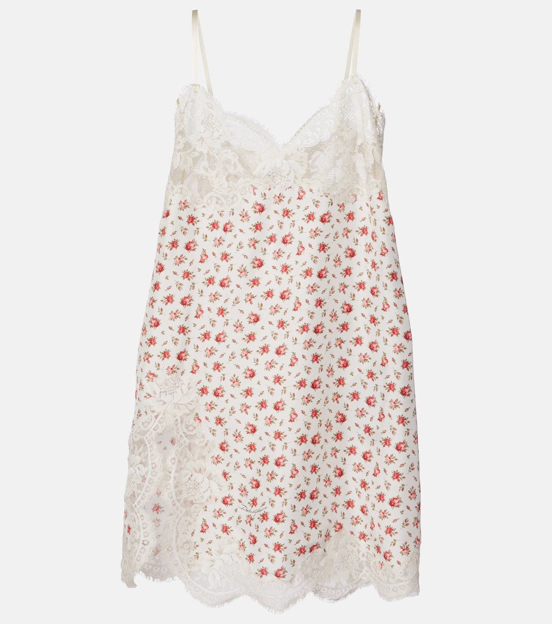 Slipdress aus Seide und Baumwolle mit Spitze | Dolce&Gabbana