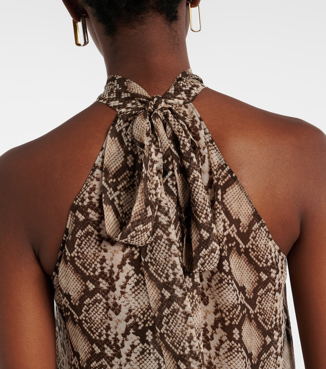 Alla 스네이크 프린트 홀터넥 실크 탑 | Nili Lotan