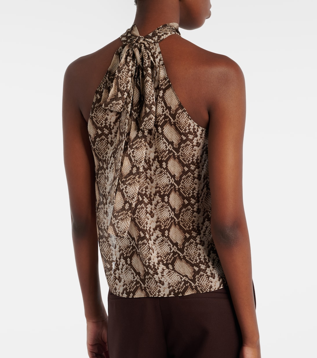 Alla 스네이크 프린트 홀터넥 실크 탑 | Nili Lotan