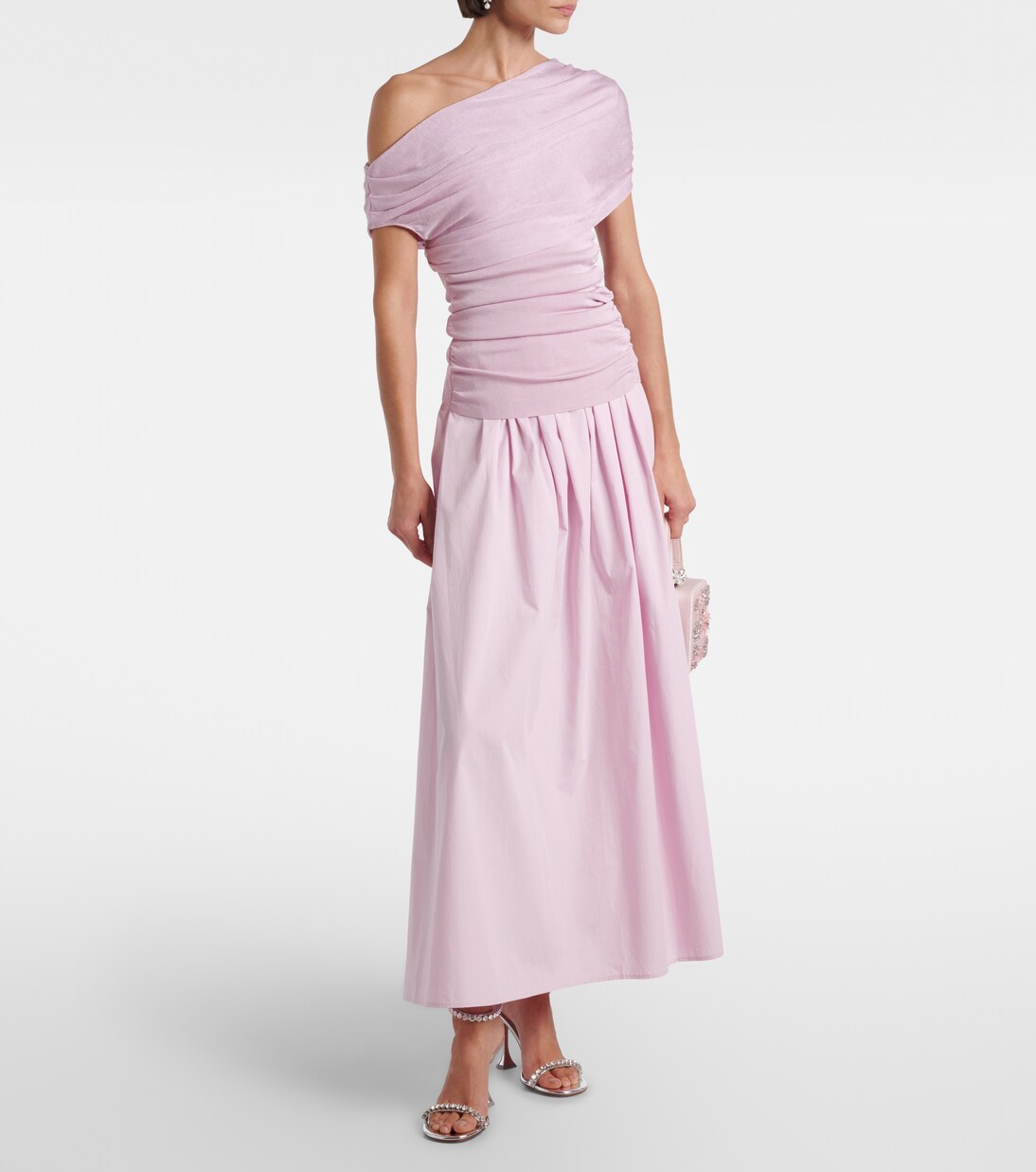 Asymmetric draped midi dress | Self-Portrait