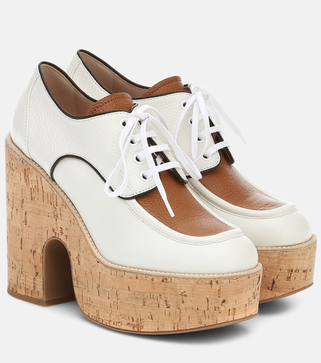Leather and cork platforms | Miu Miu