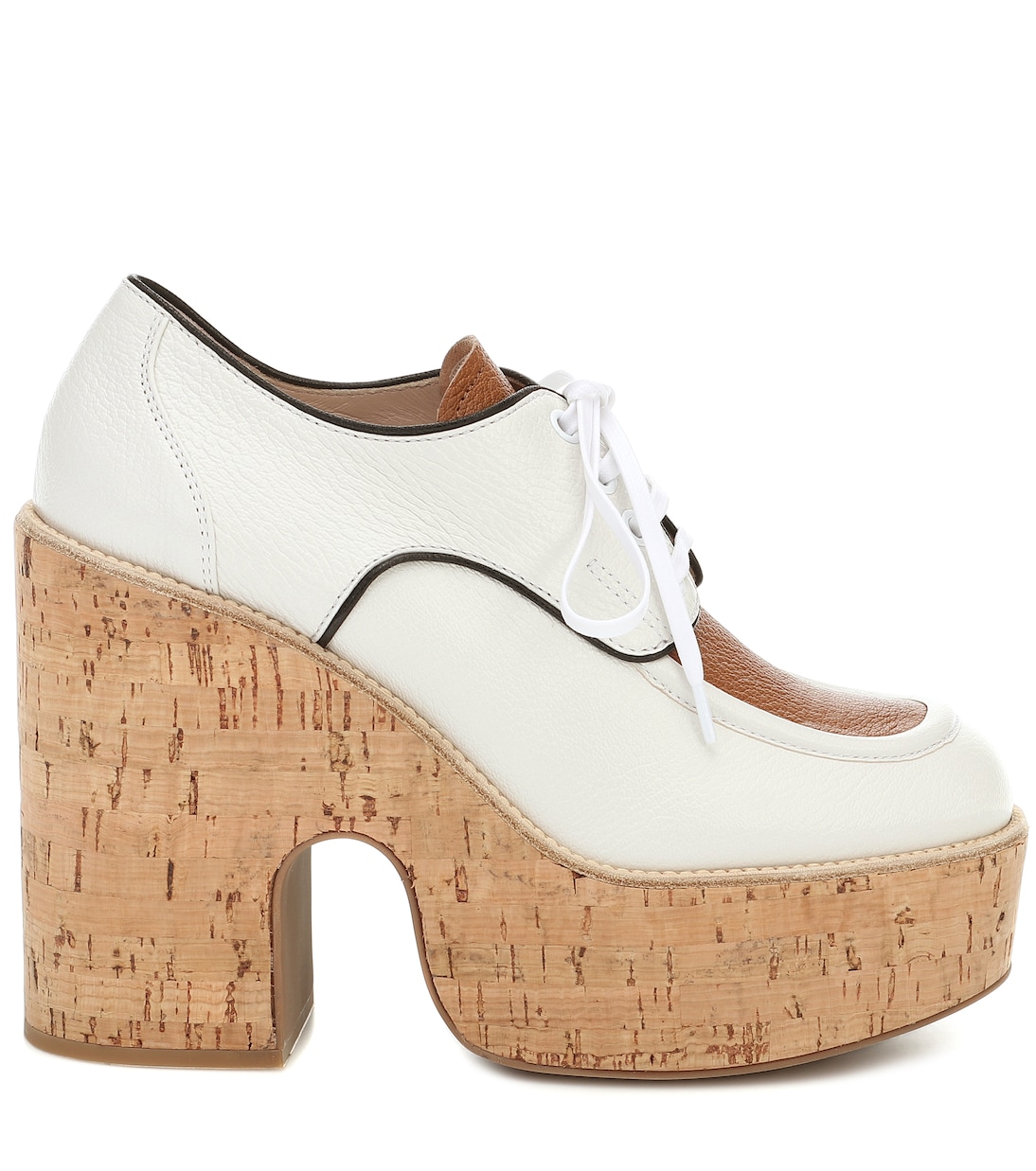 Leather and cork platforms | Miu Miu