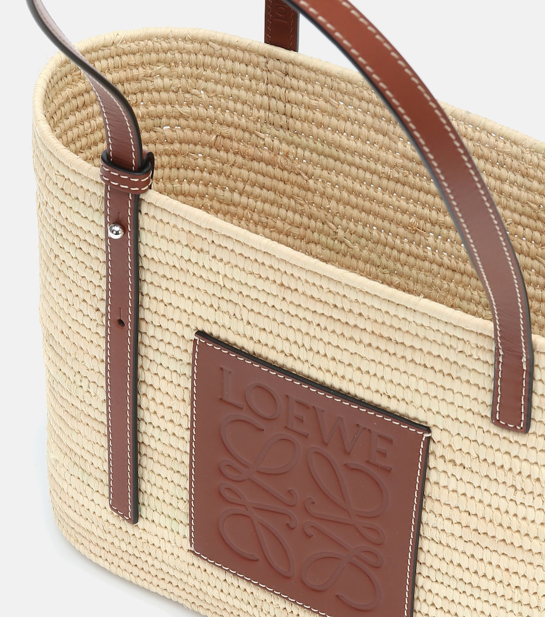 Paula's Ibiza - Shopper Anagram Small in rafia e pelle | Loewe