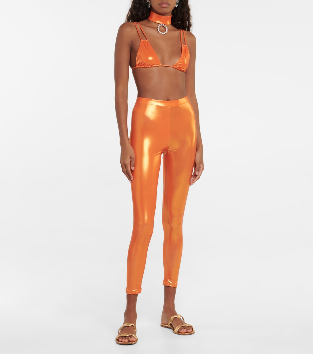 Leggings de punto fino de lamé | Alessandra Rich
