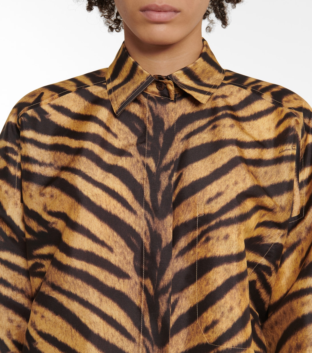 Tiger-print silk shirt in multicoloured - Ferragamo | Mytheresa