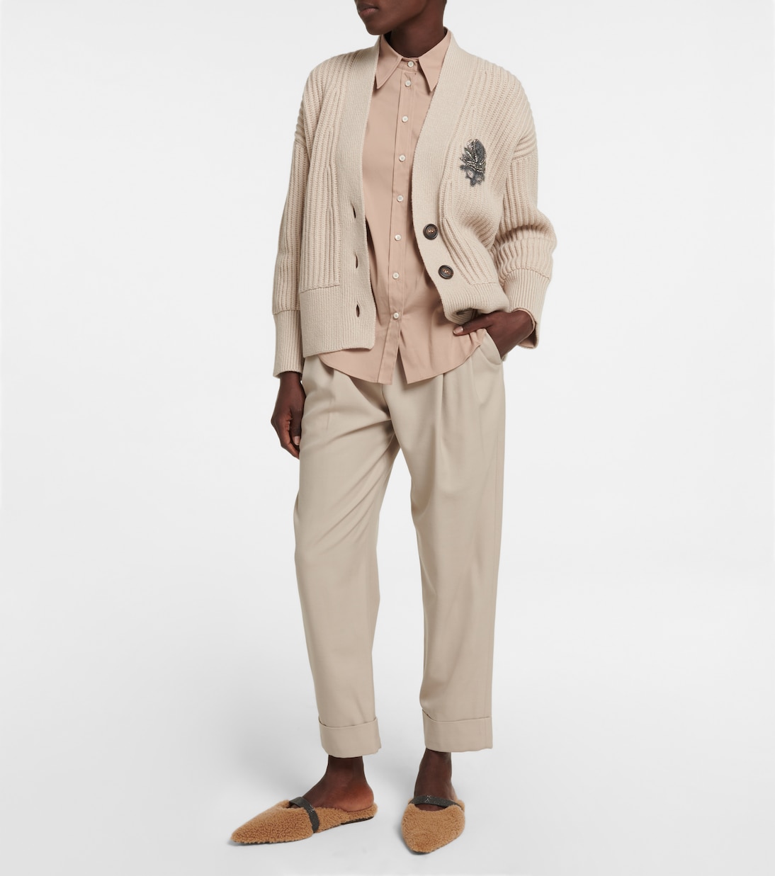 Pantalon droit en laine mélangée | Brunello Cucinelli