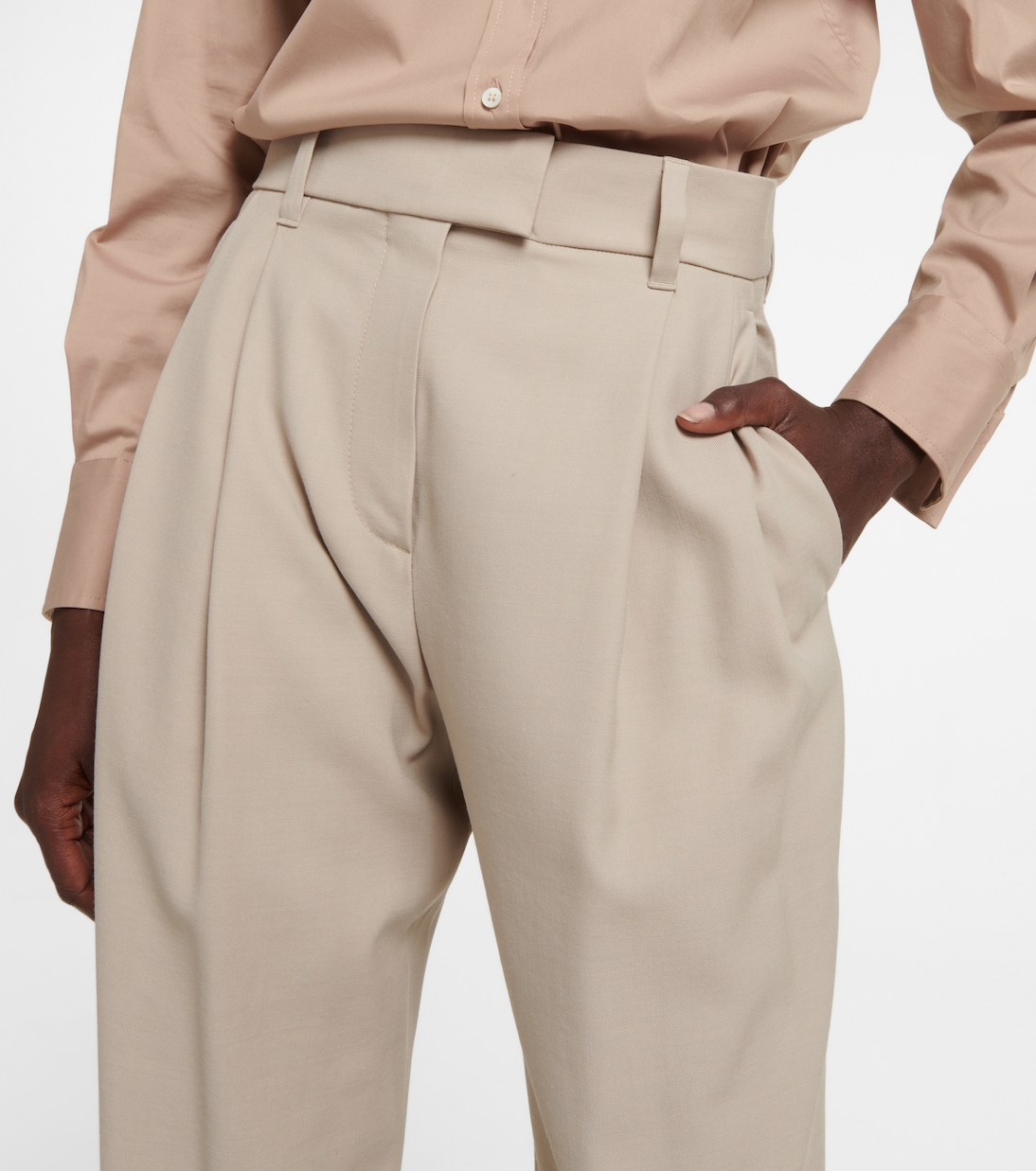 Pantalon droit en laine mélangée | Brunello Cucinelli