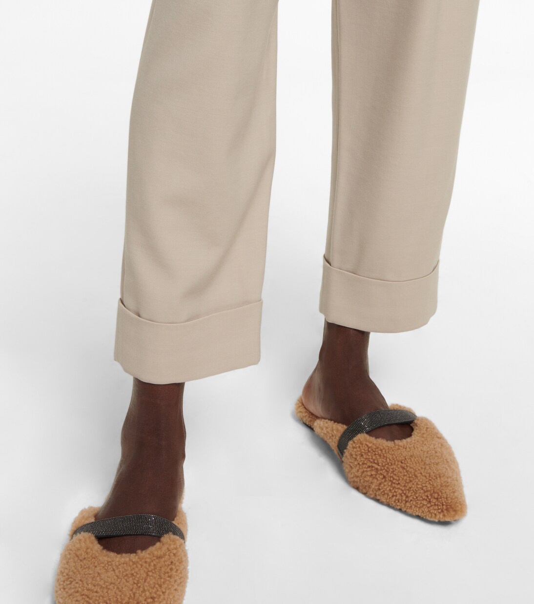 Pantalon droit en laine mélangée | Brunello Cucinelli