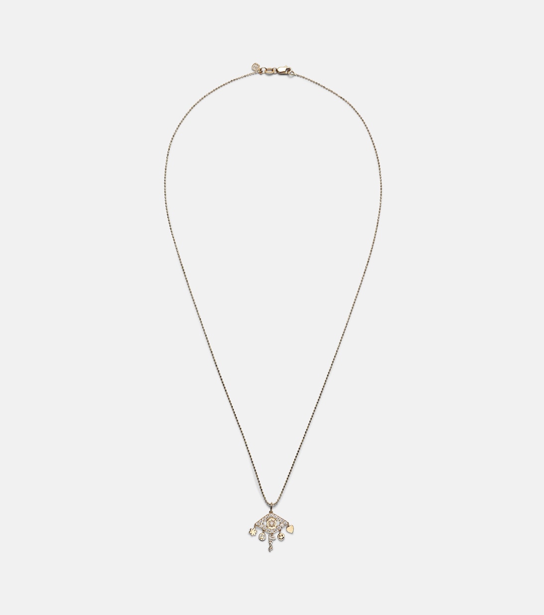 Collana in oro 14kt Sydney Evan con design Occhio Malvagio e dettagli diamantati per uno stile giovane e affascinante.