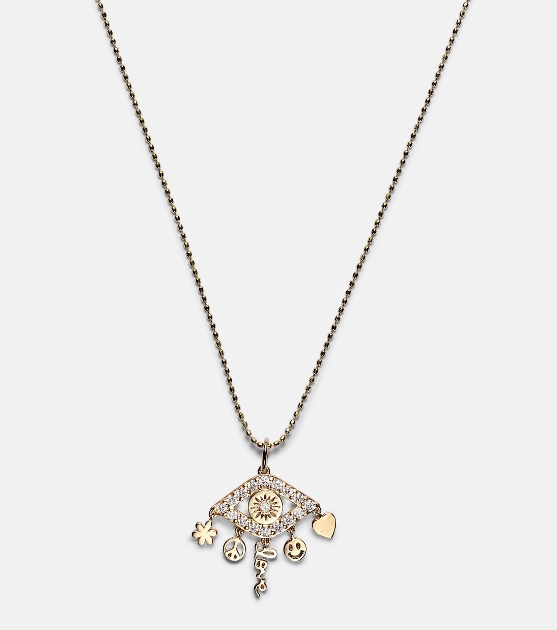 Collana in oro 14kt Sydney Evan con design Occhio Malvagio e dettagli diamantati per uno stile giovane e affascinante.