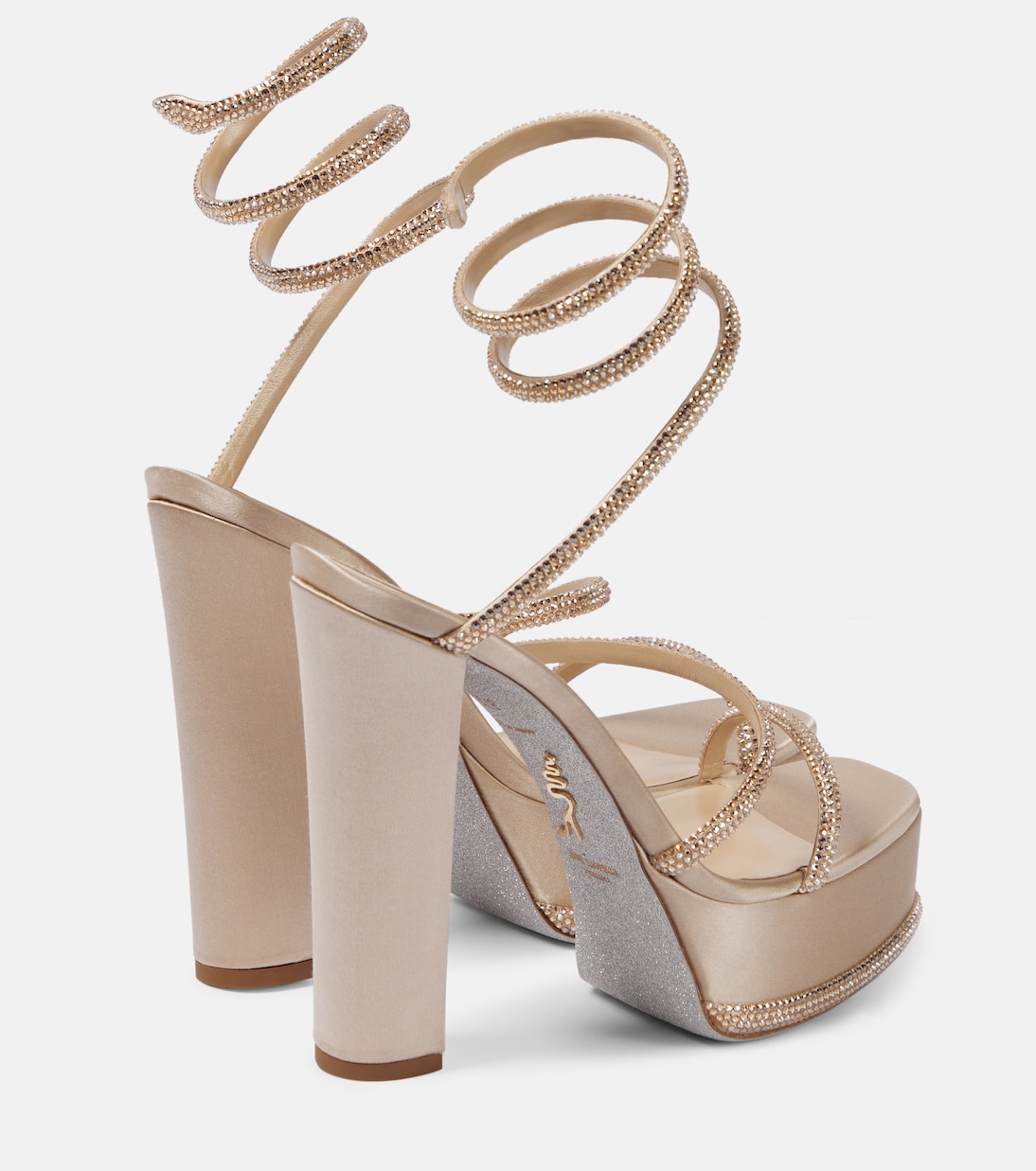 Embellished satin platform sandals | Rene Caovilla