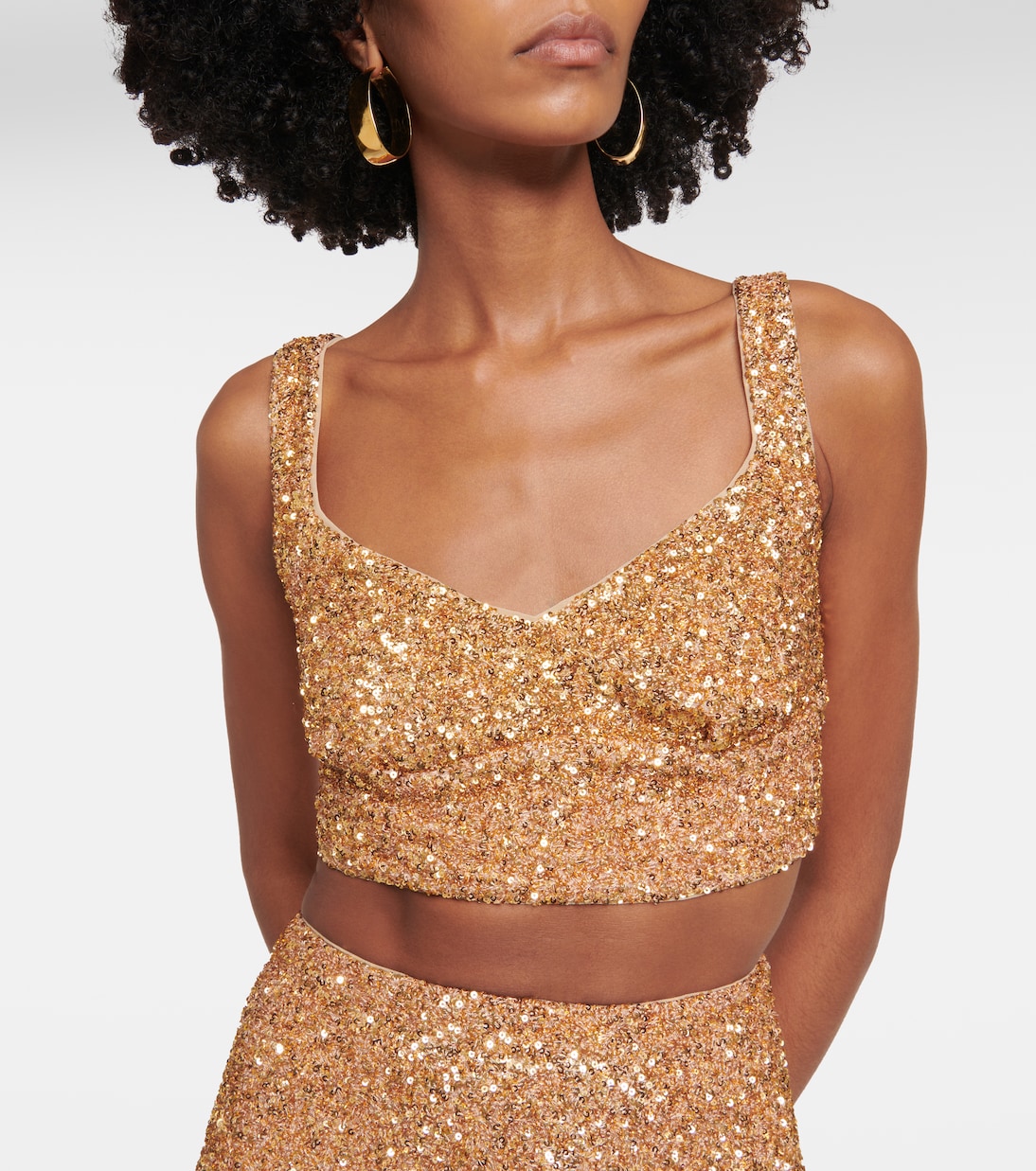 Cropped-Top mit Pailletten | Self-Portrait