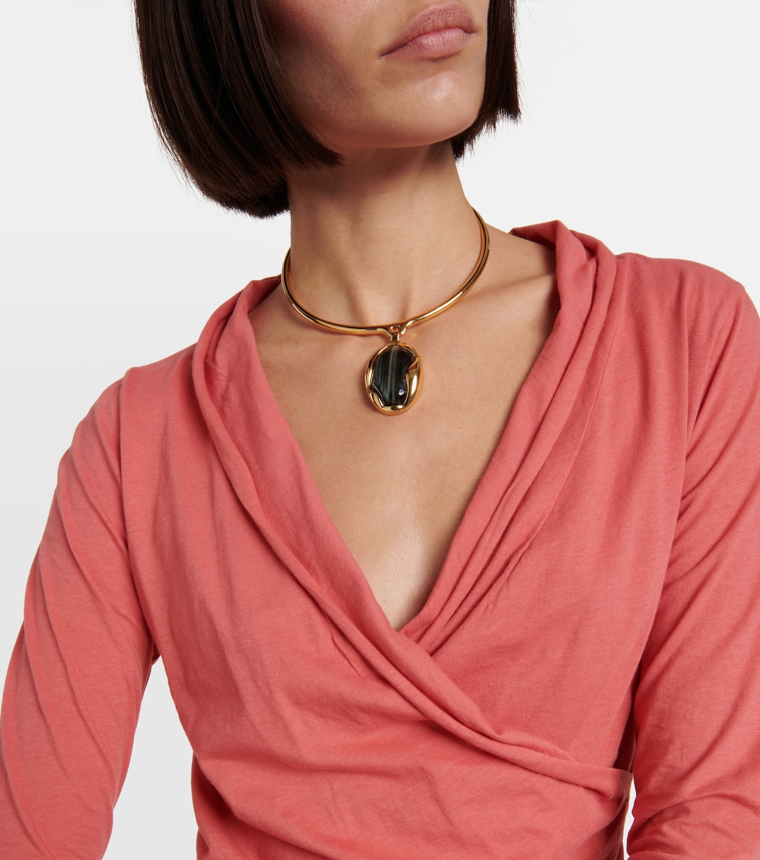 Meri cotton-blend wrap top | Velvet