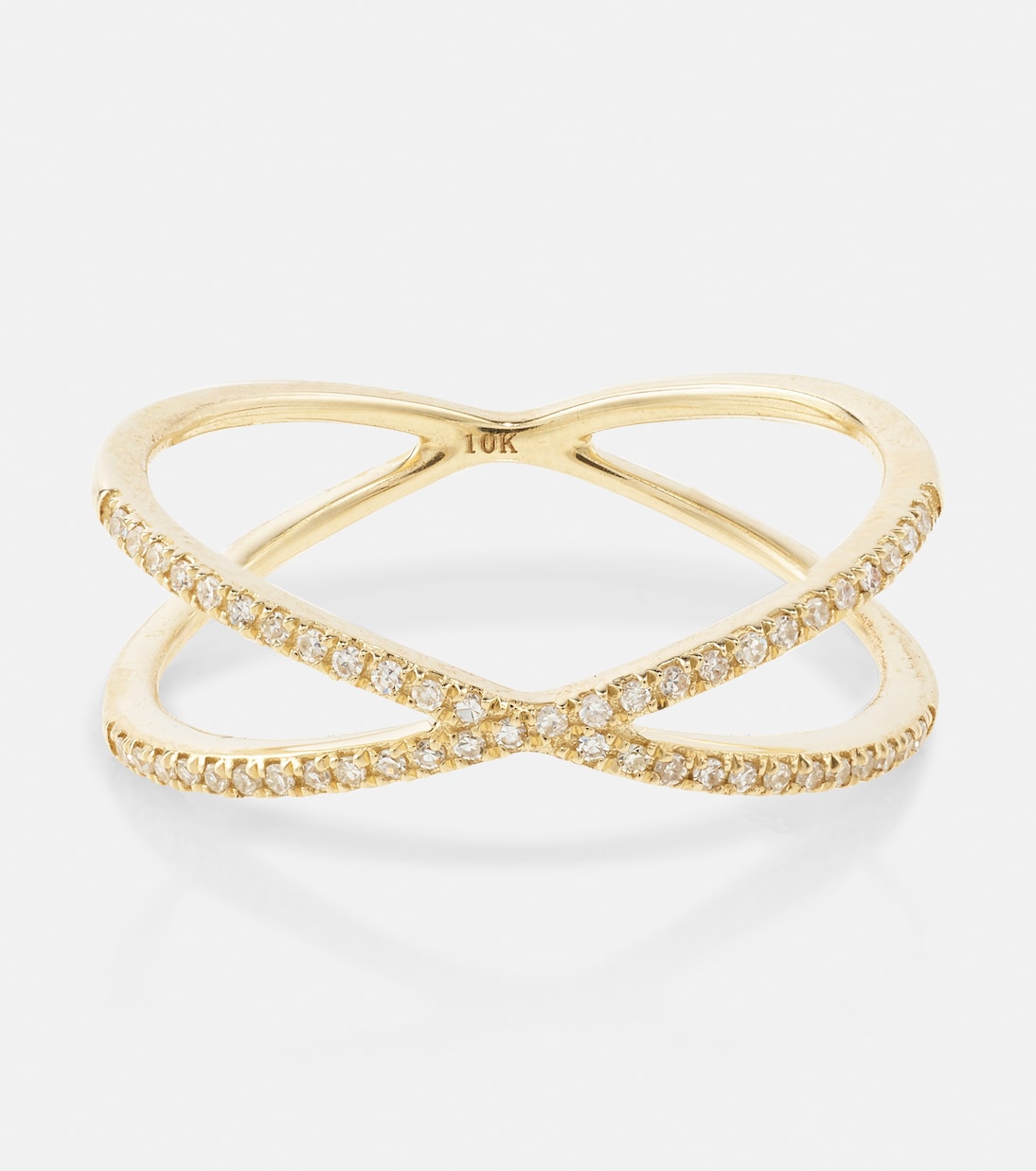 Anello in oro giallo 10kt con diamanti, design moderno per giovani trendsetter