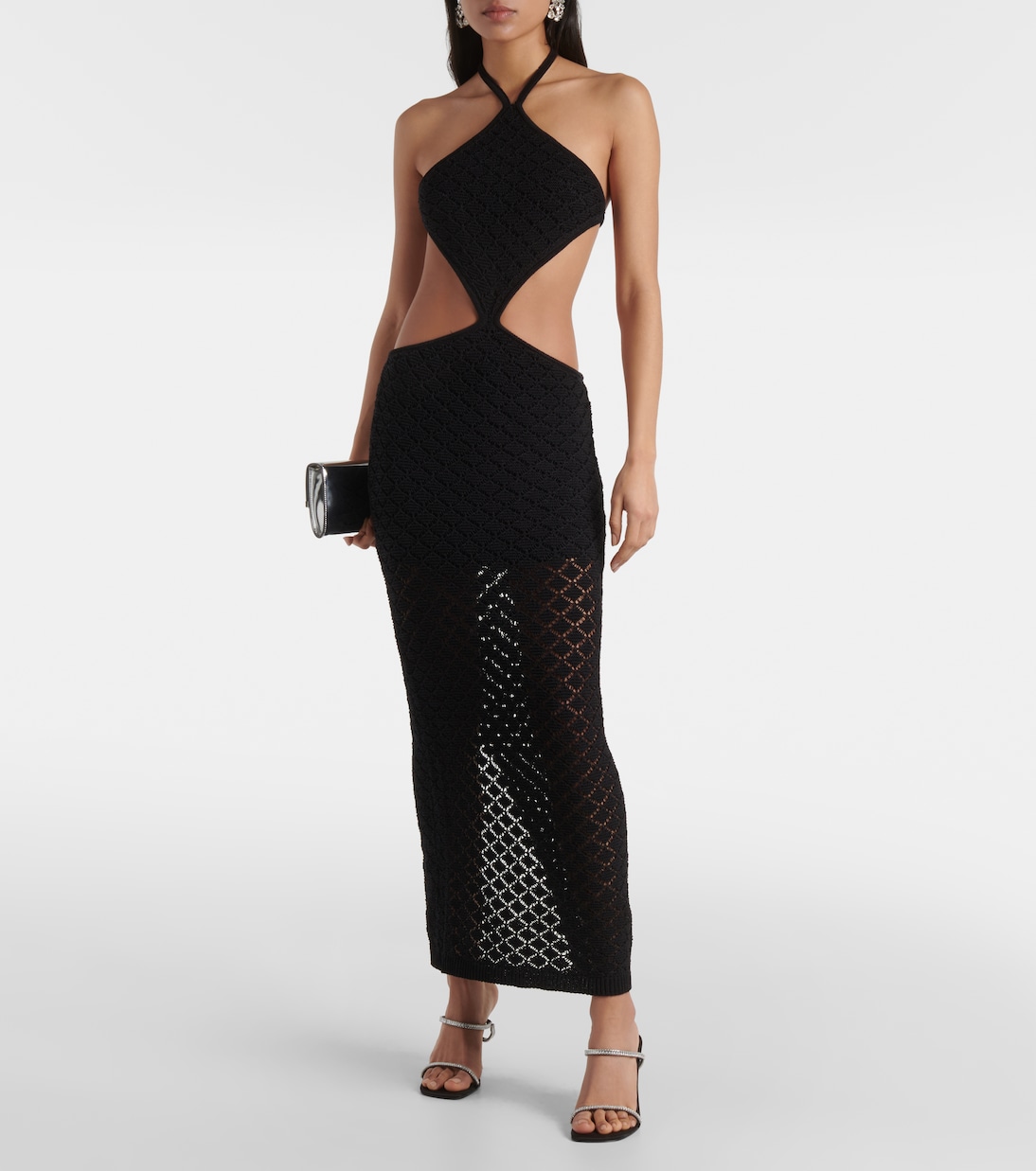 Diamond halterneck cutout maxi dress  | Bananhot