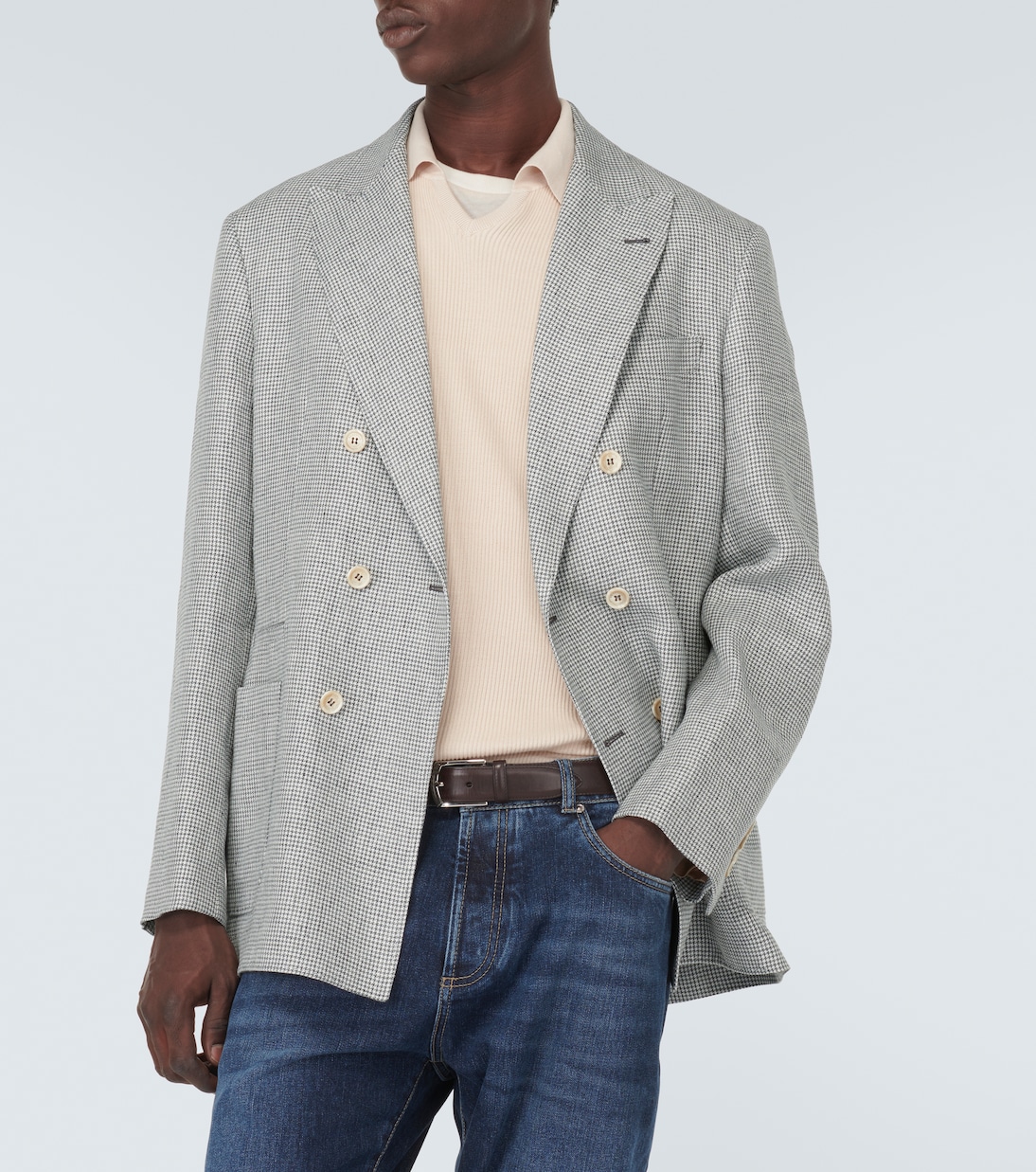 Houndstooth linen blazer | Brunello Cucinelli