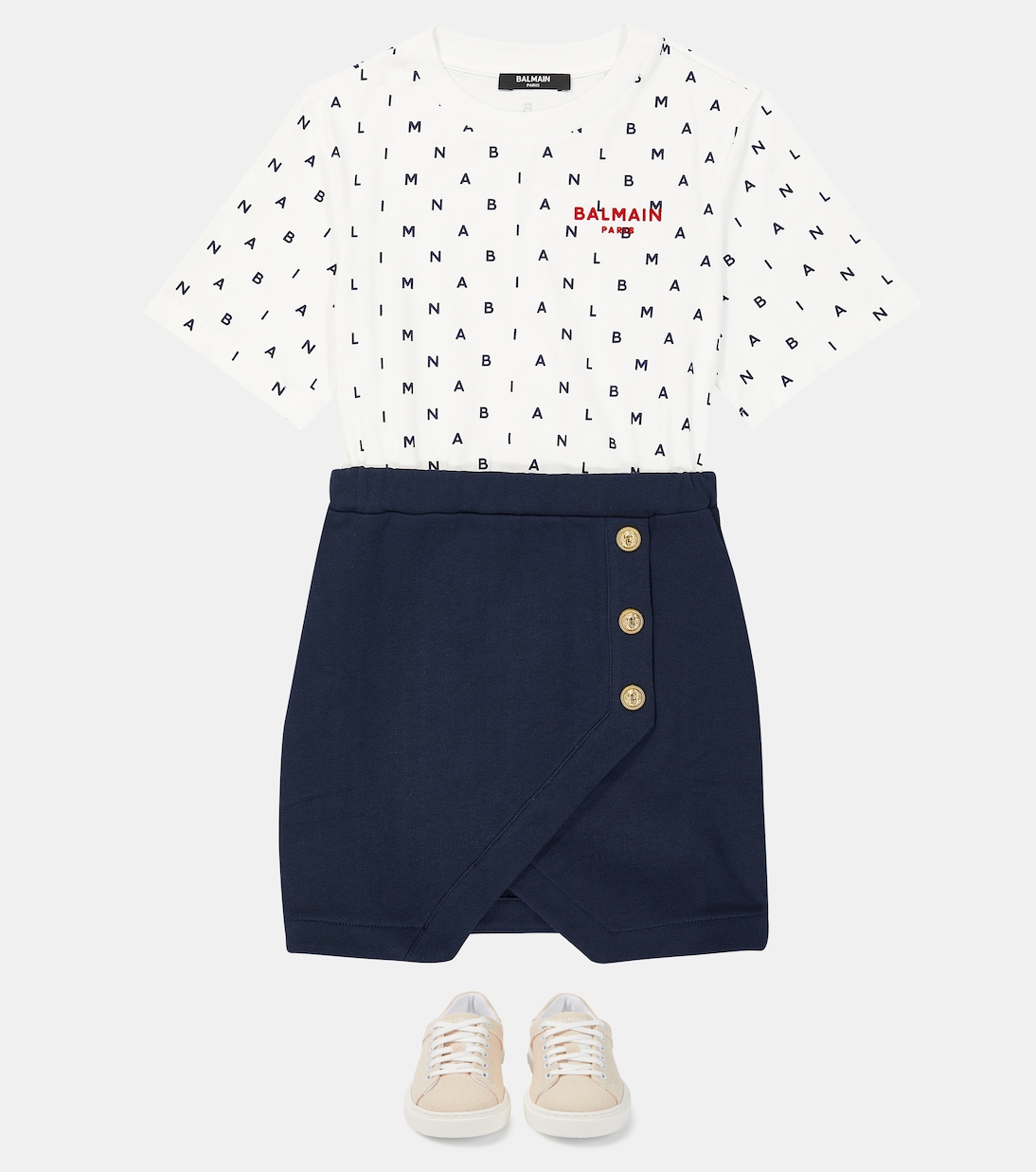 Bedrucktes Kleid aus Baumwoll-Jersey | Balmain Kids
