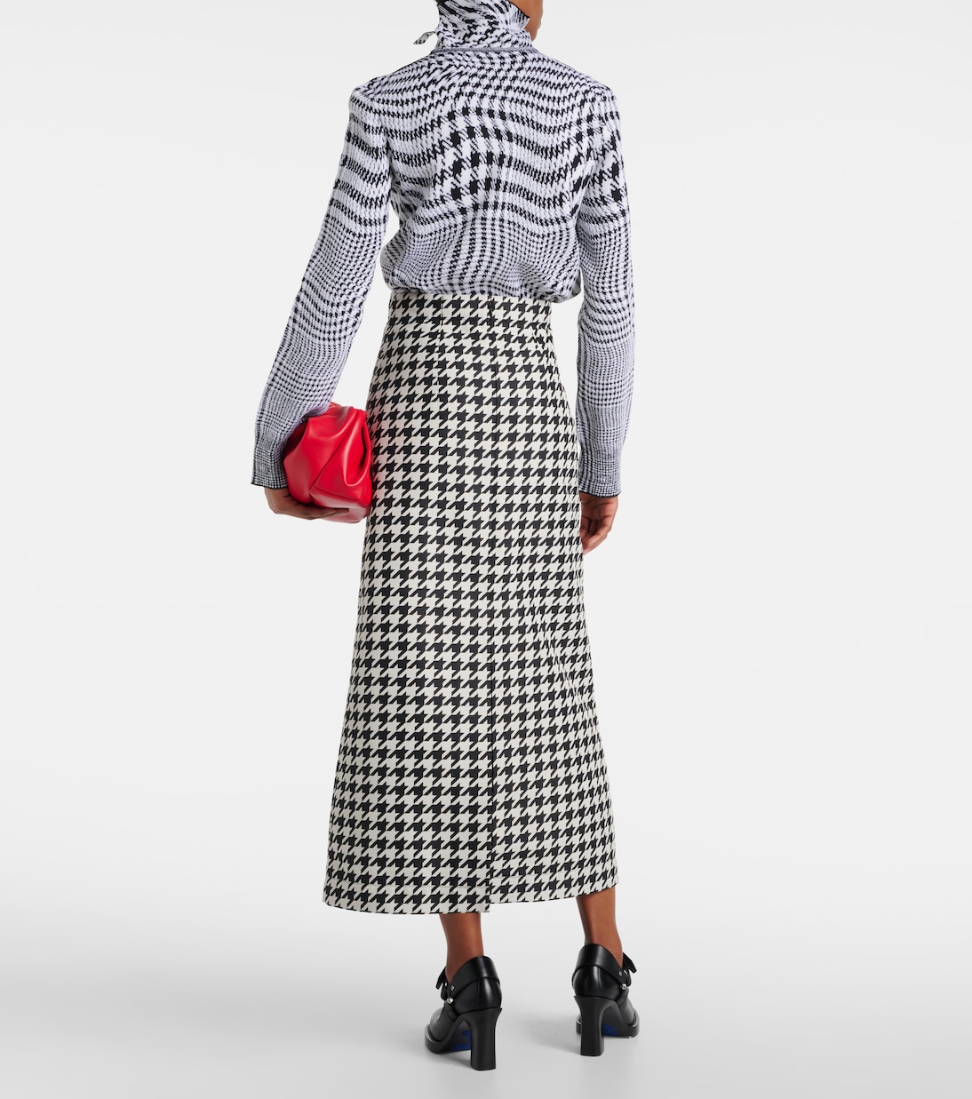 Gonna lunga in twill pied-de-poule | Burberry